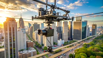The Cinematic Eye: A Camera Rig in the Heart of a Cityscape  generative AI