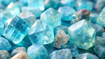 Obraz premium Azure Symphony: A Dance of Aquamarine Crystals Generative AI