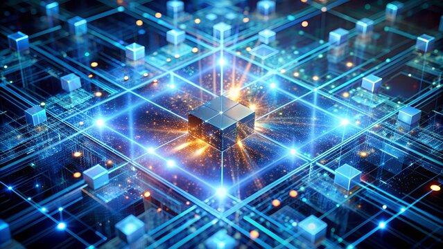 The Quantum Symphony: A Visual Representation of Superposition and Entanglement in a Quantum Chip  AI generated
