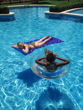 Relaxation at swimming pool