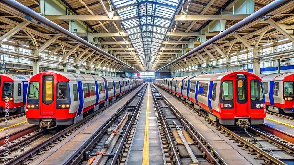 Poster northfields depot: a glimpse into the heart of the piccadilly line's operations generative ai