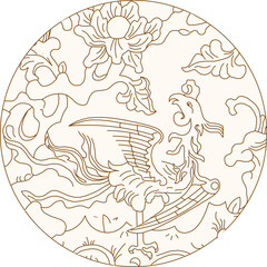 vector sketch illustration silhouette design wall decoration traditional vintage ethnic ornament