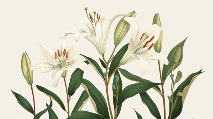 Illustration of blooming lilies, perfect for use on greeting cards and invitations