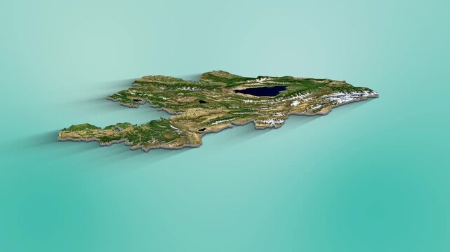 Kyrgyzstan Map Animation.  3d animation of Cameroon map