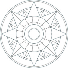 Fototapeta premium Vector sketch illustration silhouette design mandala rosette decorative ornament symbol abstract classic vintage vintage