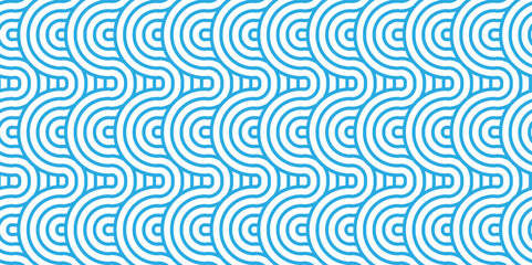 Vector overlapping Pattern Minimal diamond geometric blue color spiral line waves abstract wave line. seamless blue tile stripe overlap creative retro circle line fabric pattern white background.
