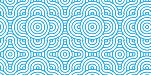 Fototapeta premium Vector overlapping Pattern Minimal diamond geometric blue color spiral line waves abstract wave line. seamless blue tile stripe overlap creative retro circle line fabric pattern white background.
