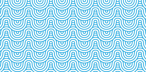 Vector overlapping Pattern Minimal diamond geometric blue color spiral line waves abstract wave line. seamless blue tile stripe overlap creative retro circle line fabric pattern white background.