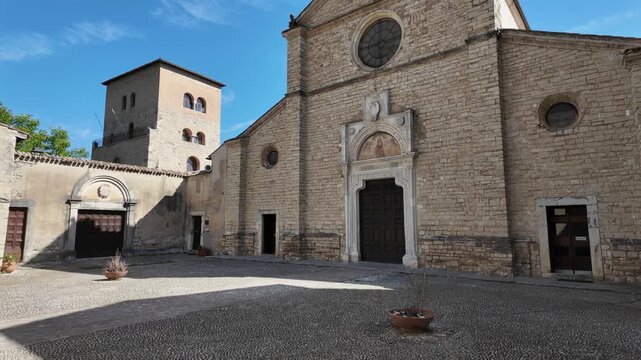The marvelous Farfa Abbey on a sunny summer morning, in the Province of Rieti, Lazio, Italy.