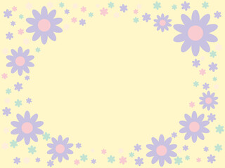 メルヘンなパステルカラーの花の円形フレーム