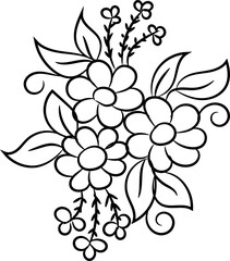Hand-drawn simple blooming apple tree flower outline