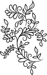 Hand-drawn simple blooming apple tree flower outline