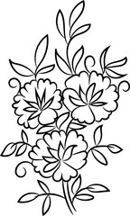 Hand-drawn simple blooming apple tree flower outline