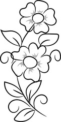 Hand-drawn simple blooming apple tree flower outline