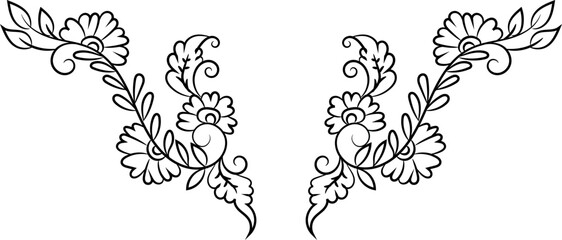 Hand-drawn simple blooming apple tree flower outline