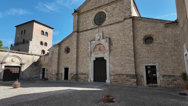 The marvelous Farfa Abbey on a sunny summer morning, in the Province of Rieti, Lazio, Italy.