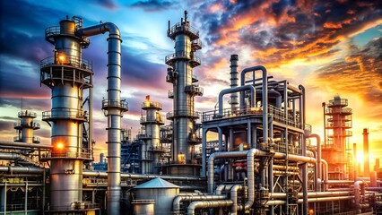 A Symphony of Steel and Smoke: A Visual Journey Through the Heart of a Modern Refinery  generative AI