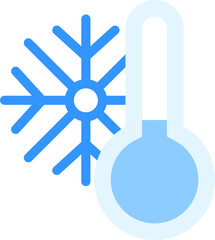 Thermometer with snowflake icon. Weather symbol. Flat style.