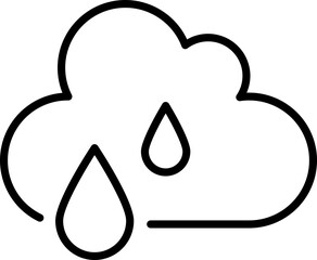 Cloud with drops icon. Weather symbol. Linear style.