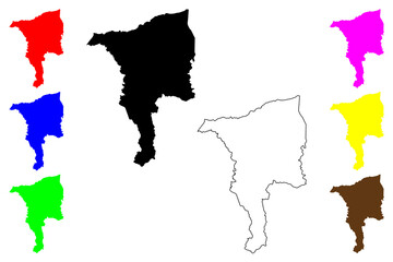 Fototapeta premium Ciales municipality (Commonwealth of Puerto Rico, Porto Rico, PR, Unincorporated territories of the United States) map vector illustration, scribble sketch Ciales map