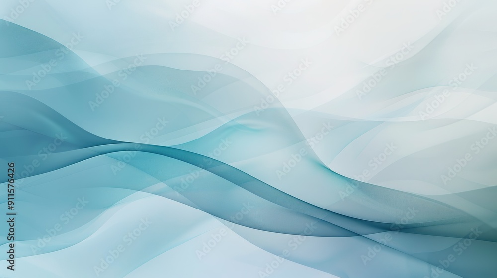 Poster abstract blue waves flowing gently across a soft background in subtle gradients