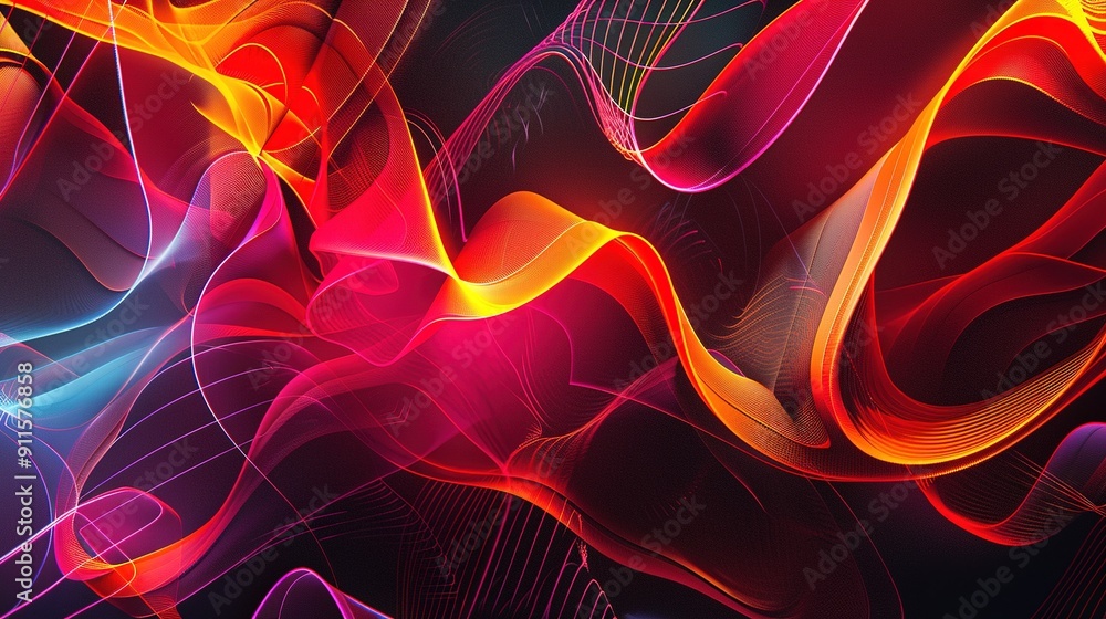 Poster vivid swirls of colorful abstract patterns in dynamic motion during evening light