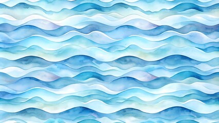 Fototapeta premium Azure Waves - A Watercolor Seamless Pattern AI generated