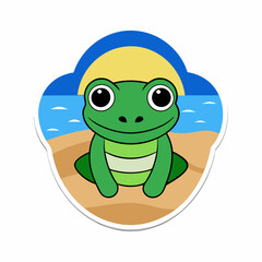 frogin a realistic style with beach 