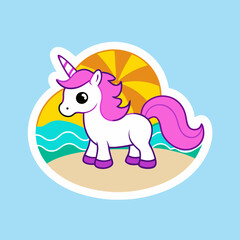 unicorn in a realistic style with beach 