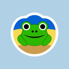 frog in a realistic style with beach