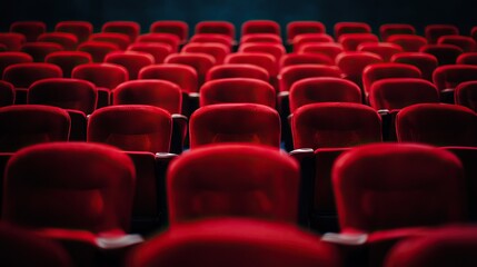 Many red seats in theater, Stock photo, high resolution photography 
