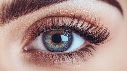 Obraz premium Female eye with long eyelashes close-up