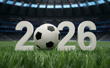 Large number 2026 with a football and football theme