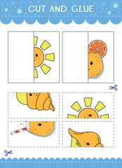 Find the couple of the picture. Simple educational game for kids. Cut and glue. Vector worksheet