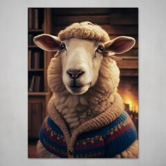 Portrait illustration of a charismatic sheep