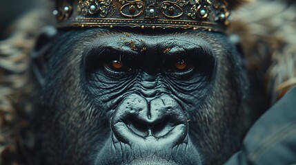 Fototapeta premium strict gorilla with a crown 