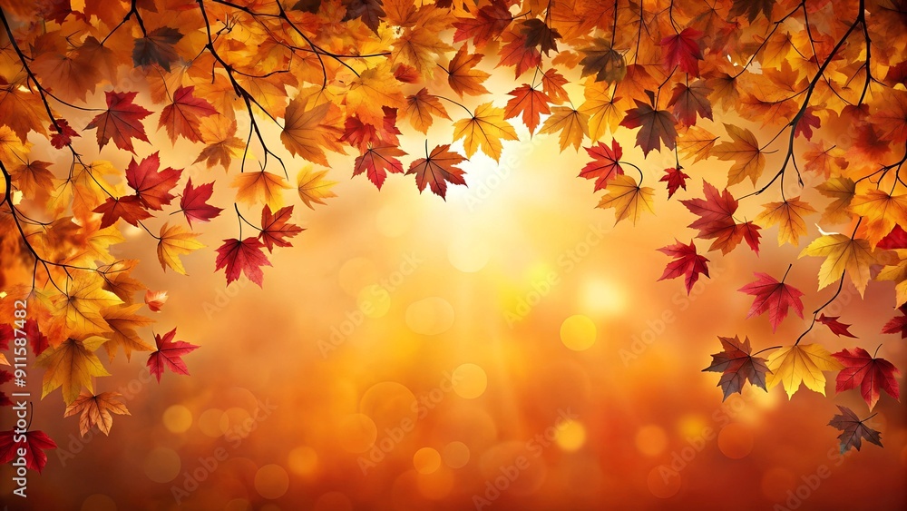 Poster a vivid tapestry of falling leaves with a warm gradient background ai generated
