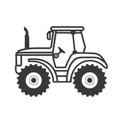 Obraz premium Side View Outline of a Tractor with Large Wheels