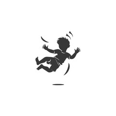 Silhouette of a Boy Falling Through the Air