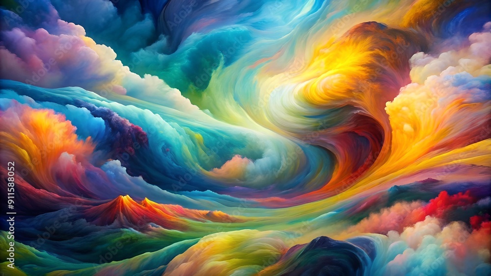 Poster a fluid abstract landscape representing shifting perspectives generative ai