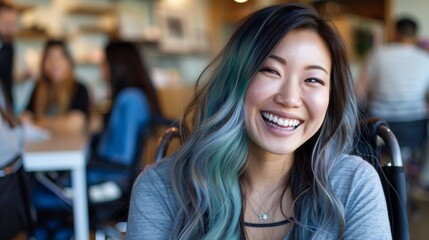 Candid Laughter: Asian Woman with Disability at Team Induction