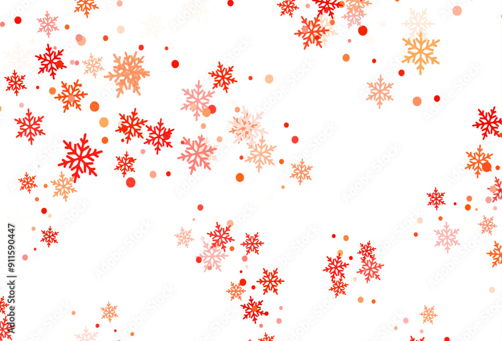 Poster light red vector pattern with christmas snowflakes.