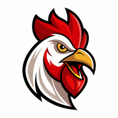 angry rooster head mascot logo white background
