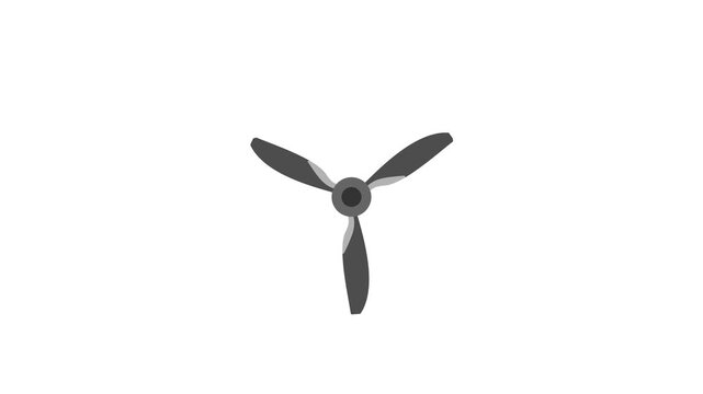 animated Plane propeller move and spin. animation video isolated on alpha channel background.	