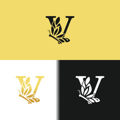 beauty butterfly design icon with creative letter concept