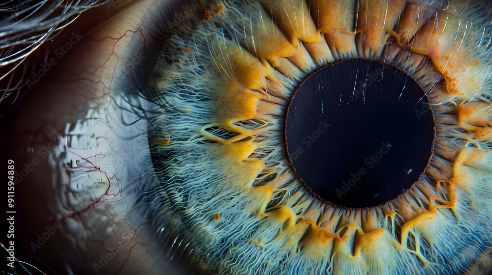 Poster close-up of a human eye with interesting color or pattern.