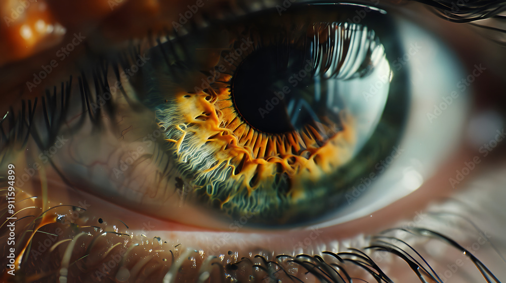 Poster close-up of a human eye with interesting color or pattern.