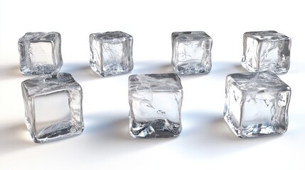 PNG clear ice cubes. cut out element set