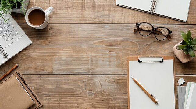 Learning setup with portfolios and study guides, Organized, Neutral tones, Digital art, Capturing readiness and education