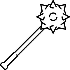 Mace icon. Weapon symbol. Linear style.